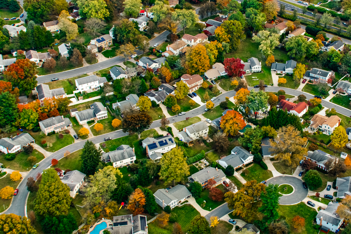 aerial photo of suburban neighborhood